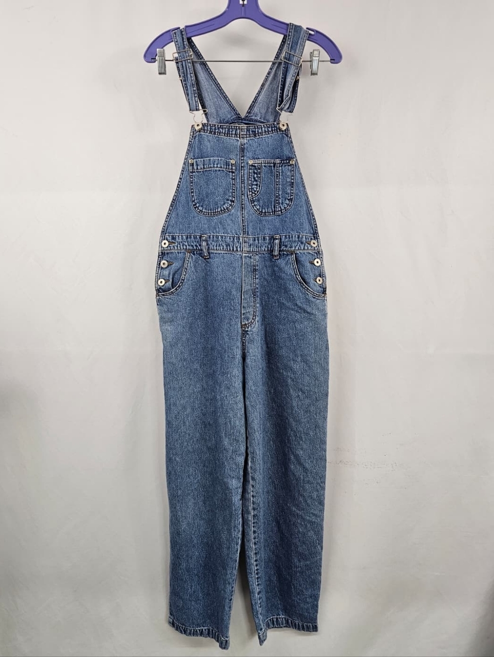 VTG Y2K Express Bleus Women's Medium Wash Denim Jean Bib Overalls, Sz M